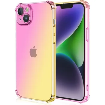 Pouzdro na mobilní telefon Kryt iPhone 15 Shock duhový růžovo-žlutý (obal neboli pouzdro na iPhone 15)