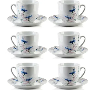 Porcelánové šálky na kávu a čaj s podšálky MONDEX JOY 250 ml 6 ks.