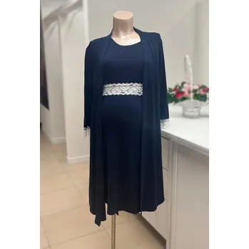 Těhotenské noční prádlo Mama L'amour Těhotenský set tmavě modrý (těhotenská - kojící noční košilka + župánek) Velikost: S