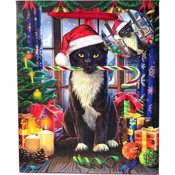 Dárková taška Vánoční dárková taška s magickou kočkou - design Lisa Parker