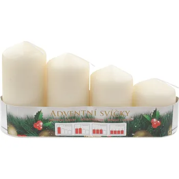 Svíčka KRAB BRNO, s.r.o. Adventní svíčky válcové, postupka 60–105 × 50 mm, sada 4 ks - výběr barvy Barva: Krémová