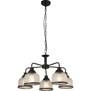 Searchlight 1685-5BK Závěsný lustr BISTRO černý mat, pětiramenný