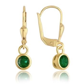 Náušnice MINET Elegantní zlaté náušnice se zelenými zirkony Au 585/1000