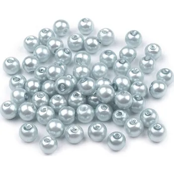 Dětské navlékací korálky Skleněné voskové perly Ø6 mm, malé, 09B modrá holubí