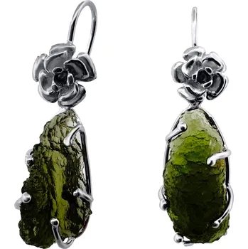 Náušnice Vltavín Moldavite Stříbrné náušnice s vltavíny P36 0041