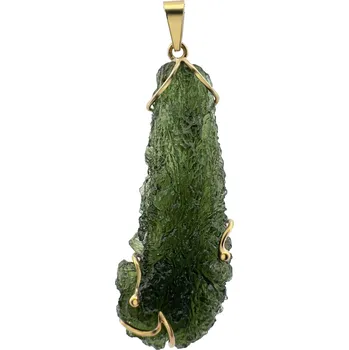 Přívěsek Vltavín Moldavite Luxusní zlatý přívěsek s vltavínem P25 0132