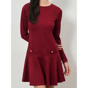 Dámské šaty Sinsay - Rozšířené mini šaty - burgundy - 911EY-83X - 911EY-83X-M