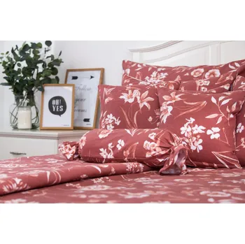 Povlečení Podpěrová s.r.o. Flanelové povlečení FLORA terakota tmavé Velikost: 240x200 cm (1 ks), 70x90 cm (2 ks) ŠEV na peřině