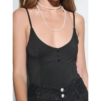 Oblečení a móda Sinsay - Body na ramínka - černá - 731EU-99X - 731EU-99X-L