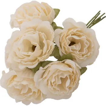 umělá květina Chaks Zväzok umelých kvetov - Pivónie biele 6 ks