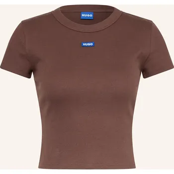 Dámské oblečení Hugo Dámské Cropped Tričko, hnědá, 42