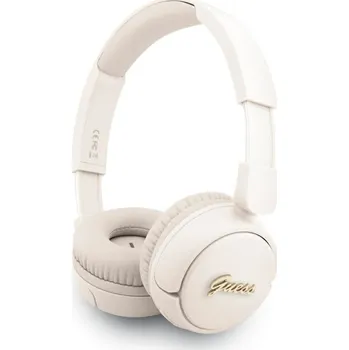 Náhradní kryt pro mobilní telefon Wireless Headphones Guess Metal Logo Script Beige