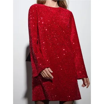 Dámské šaty Sinsay - Mini šaty s flitry - kaštanová - 717FI-83X - 717FI-83X-XXL