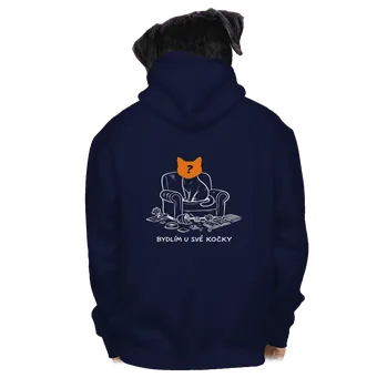 Pánská mikina Bastard Bydlím u své kočky pánská mikina na zip Navy
