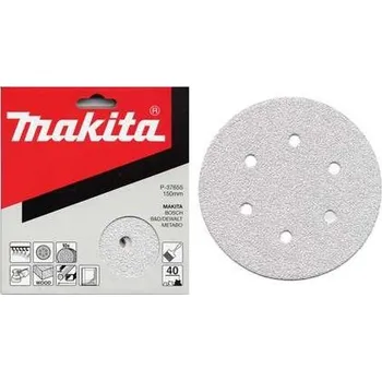 Brusný papír MAKITA papír brusný suchý zip 150 mm 6 děr K80, 10 ks P-37677