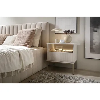 Ložnicová sestava Moderní noční stolek s osvětlením Sento - kašmír