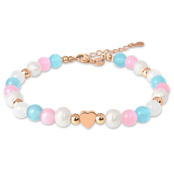 Náramek MINET Rose gold stříbrný náramek s přírodními perlami a barevnými kuličkami