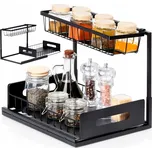 Vilde Dvoupodlažní polička s výsuvnou zásuvkou 36 x 27 x 28,5 cm černá