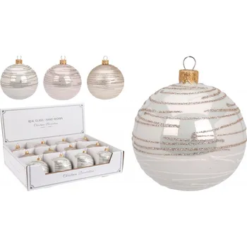 Vánoční ozdoba Vánoční skleněná koule/baňka 8 cm, mix, sada 12 ks