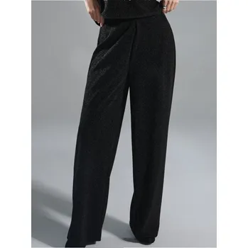 Dámské kalhoty Sinsay - Kalhoty wide leg s metalickou nití - černá - 632FJ-99X - 632FJ-99X-S