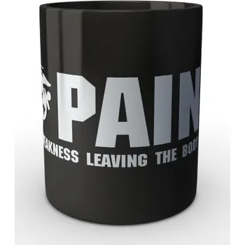 Sběratelský sportovní předmět Černý hrnek USMC PAIN IS WEAKNESS LEAVING THE BODY Line - černá