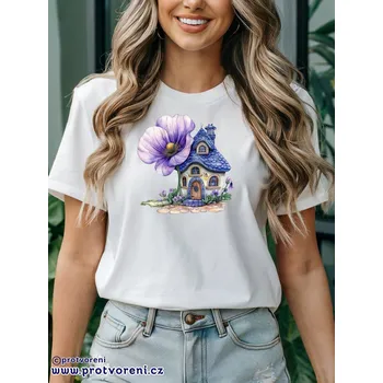 Dámské tričko Trička s potiskem Tričko s potiskem, KVĚTINOVÝ DOMEČEK 1, 1 ks zvolte VELIKOST textilu ZDE:: XS - velikost typ Beagle