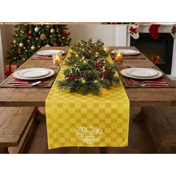 Vánoční dekorace HEDVA ČESKÝ BROKÁT Ubrus Odaska 40x140 ŽÍHÁNÍ A OVÁL zlatá