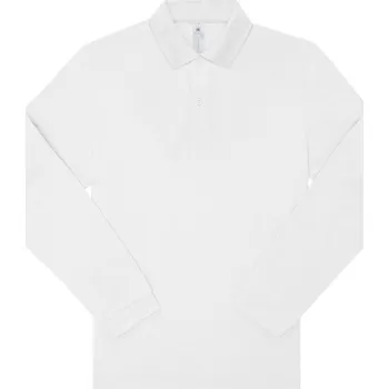 Pánská košile B&C Pánská pique polokošile s dlouhým rukávem My Polo 210 LSL Barva: Bílá, Velikost: M