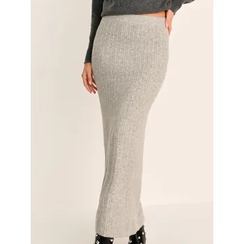 Dámská sukně Sinsay - Žebrovaná maxi sukně s příměsí vlny - šedá - 247FJ-09M - 247FJ-09M-XL