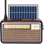 Solární retro rádio s USB, TF slotem, LED lampičkou - CMiK MK-193BT - Olivové