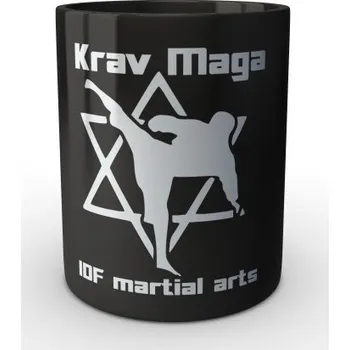 Sběratelský sportovní předmět Černý hrnek Krav Maga IDF martial arts - černá