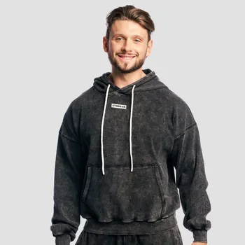 Pánská mikina GymBeam Aura Hoodie Washed Black XL