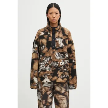 Dámská mikina Fleecová mikina Carhartt WIP W' Elliot High Neck Liner dámská, hnědá barva, vzorovaná, I032241.3BNXX, L, 88X