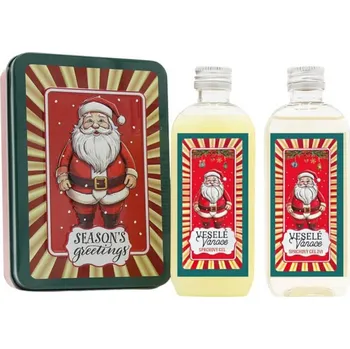 Kosmetická sada Vánoční dárková sada v plechovém boxu - 2x sprchový gel 100 ml santa