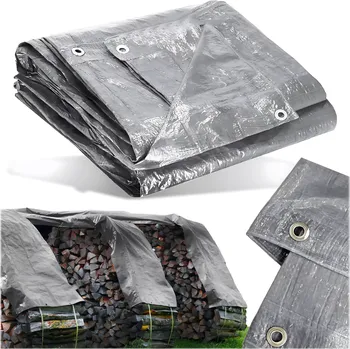Krycí plachta Univerzální nepromokavá plachta 4 × 6 m, 120 g/m², stříbrná