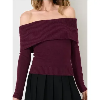 Dámský svetr Sinsay - Svetr s ozdobným výstřihem - burgundy - 181FK-92X - 181FK-92X-XL