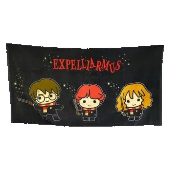Sprchový závěs Osuška - ručník Harry Potter: Expelliarmus (75 x 150 cm) černá bavlna