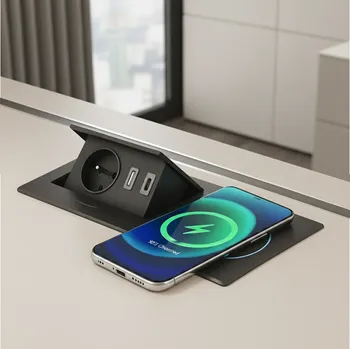 Elektrická zásuvka Interex design Výklopná elektrická zásuvka 1x230V + USB nabíjení A-C / černá matná