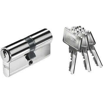 Vložka do dveří BKS průmyslová dvojitá vložka PZ88 31/45mm, dvojitý zámek, poniklovaná mosaz