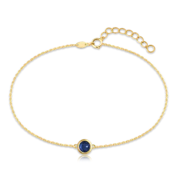 Náramek MINET Decentní zlatý náramek s modrým zirkonem Au 585/1000