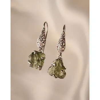 Náušnice Stříbrné náušnice s vltavíny P36 0046