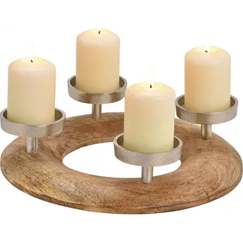 Vánoční svícen Harasim velkoobchod s. r. o. Adventní dřevěný svícen z&nbsp;mango dřeva 30 cm