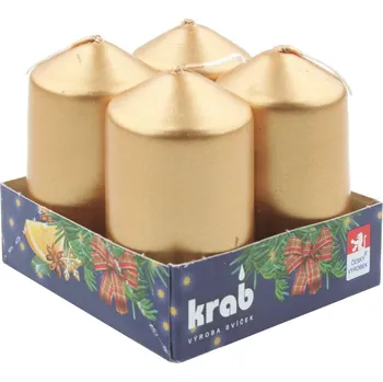 Svíčka KRAB BRNO, s.r.o. Adventní svíčky válcové lakované, 40 × 80 mm, sada 4 ks - výběr barvy Barva: Zlatá