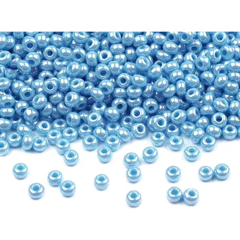 Dětské navlékací korálky Rokajl Preciosa perleť 10/0 - 2,3 mm, malé, 68050 modrá světlá