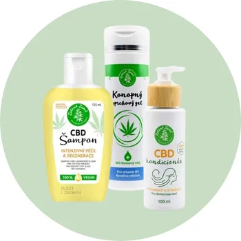 CBD Zelená Země Zelená Země, Set Sprchový Rituál - CBD šampón, CBD kondicionér, konopný sprchový gel