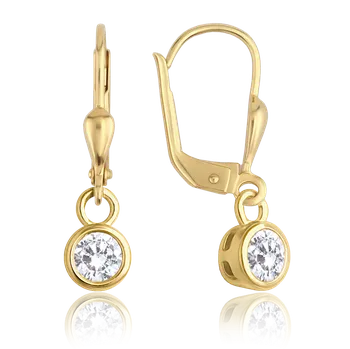 Náušnice MINET Elegantní zlaté náušnice s bílými zirkony Au 585/1000