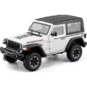 autíčko Jeep Wrangler Rubicon kovový model hračka na baterie světla zvuk 1:24 Bílá