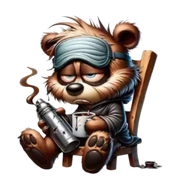 omalovánky Nažehlovací obrázek - mrzutý medvěd s kávou (dva rozměry), Velikost: Velká