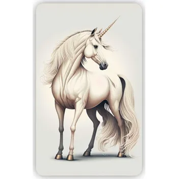 Dekorativní magnet Magnetka 89x55mm ve tvaru obdélníku - bílý jednorožec