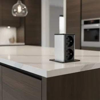 Elektrická zásuvka Interex design Výsuvná zásuvka SQUARE UP FRENCH 2x230V / Černá matná